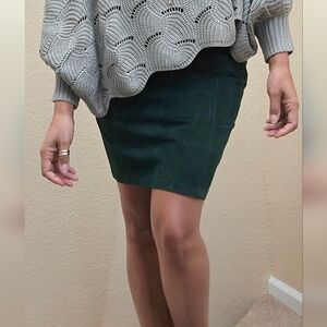 Vintage Green Suede Mini Skirt